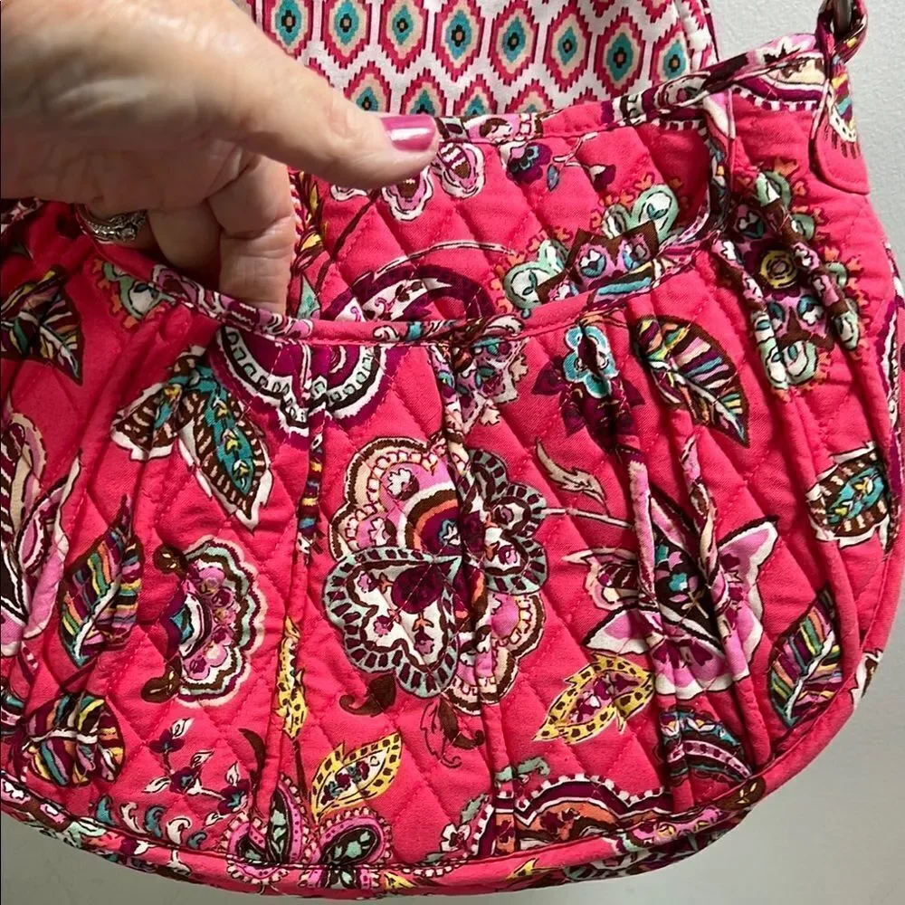 Vera Bradley Call Me Coral Quilted Shoulder/Crossbody  Saddle Bag